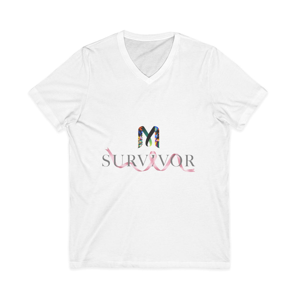 Survivor Ribbon T-Shirt – Breast Cancer Awareness Survivor Tee — V-Neck