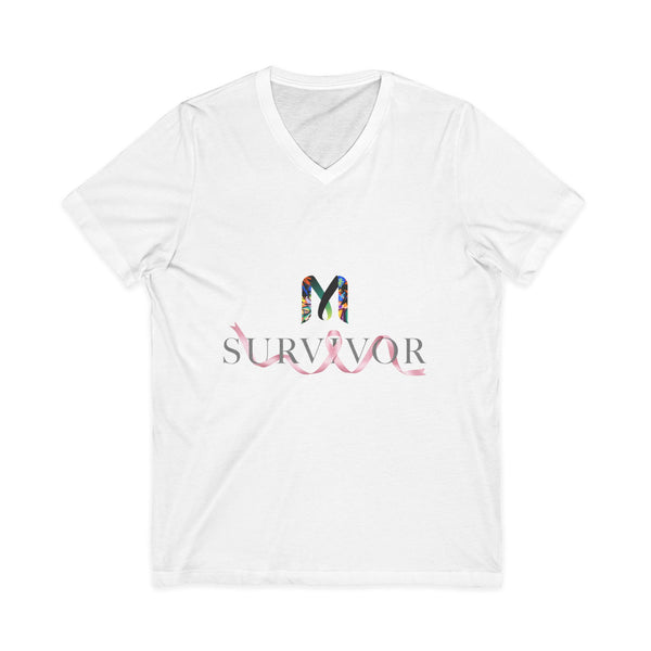 Survivor Ribbon T-Shirt – Breast Cancer Awareness Survivor Tee — V-Neck