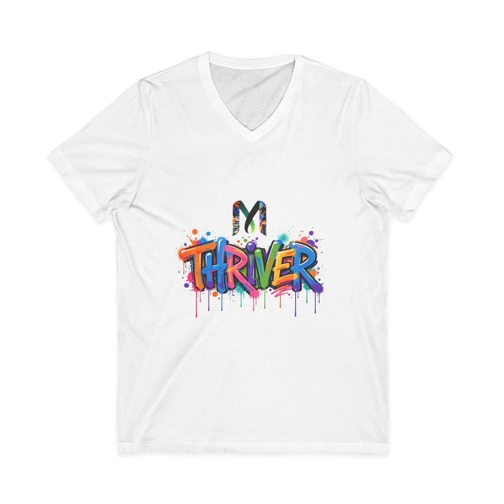 Thriver Graffiti T‑Shirt — Colorful Inspirational Tee — V-Neck